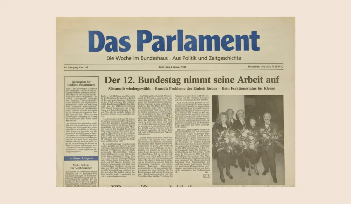 Cover von "Das Parlament" vom 4. Januar 1991