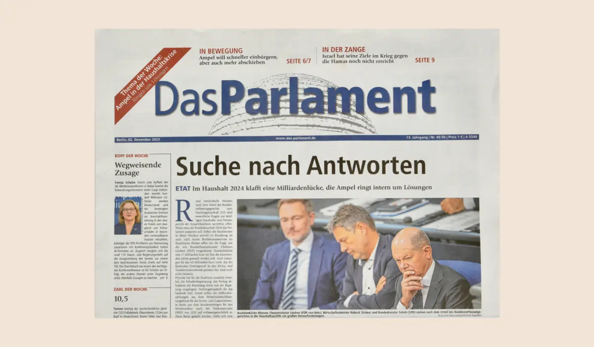 Cover von "Das Parlament" vom 2. Dezember 2023