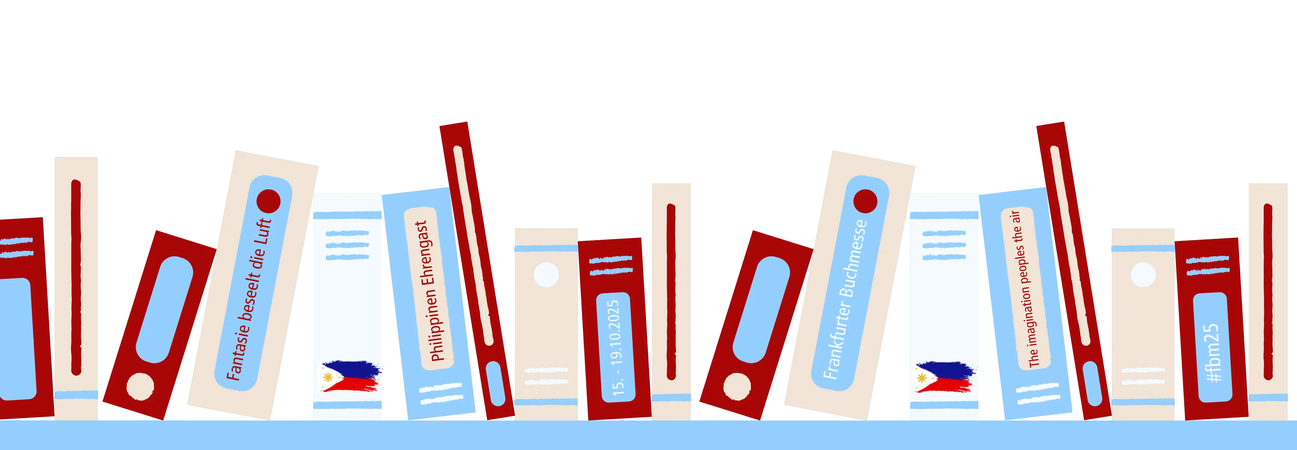 Frankfurter Buchmesse 2025 Illustration von Büchern in einem Regal