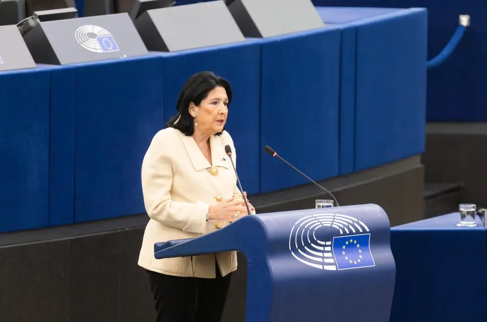 Salome Surabischwili Salome Surabischwili spricht im Plenarsaal des Europäischen Parlaments.