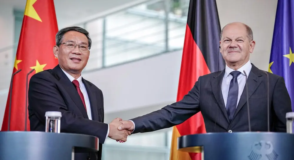 Li Qiang, Ministerpräsident von China und Olaf Scholz