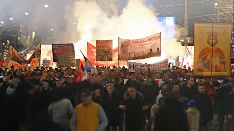 Proteste in Belgrad, Serbien. 