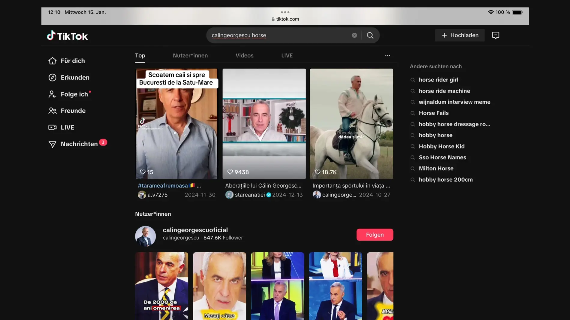 TikTok-Videos von Calin Georgescu TikTok-Videos von Calin Georgescu