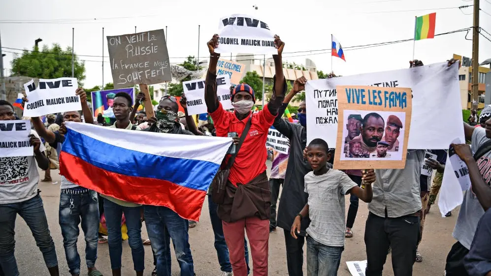 Pro-russische Protestanten in Mali Pro-russische Protestanten in Mali
