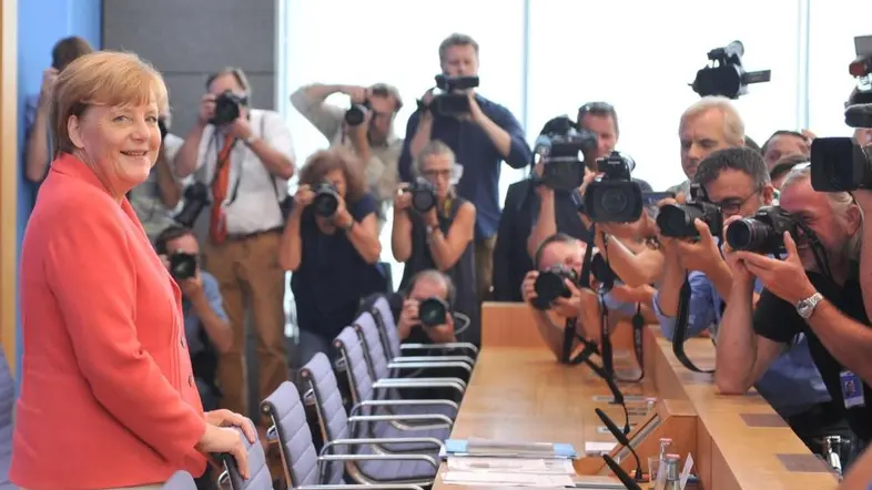 Angela Merkel bei einer Pressekonferenz