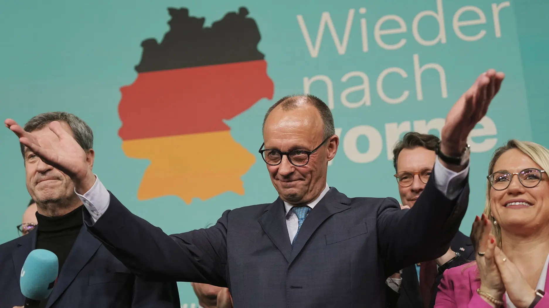 Wahlsieger: Friedrich Merz Kanzlerkandidat Friedrich Merz nach der Prognose zum Bundestagswahl-Ergebnis