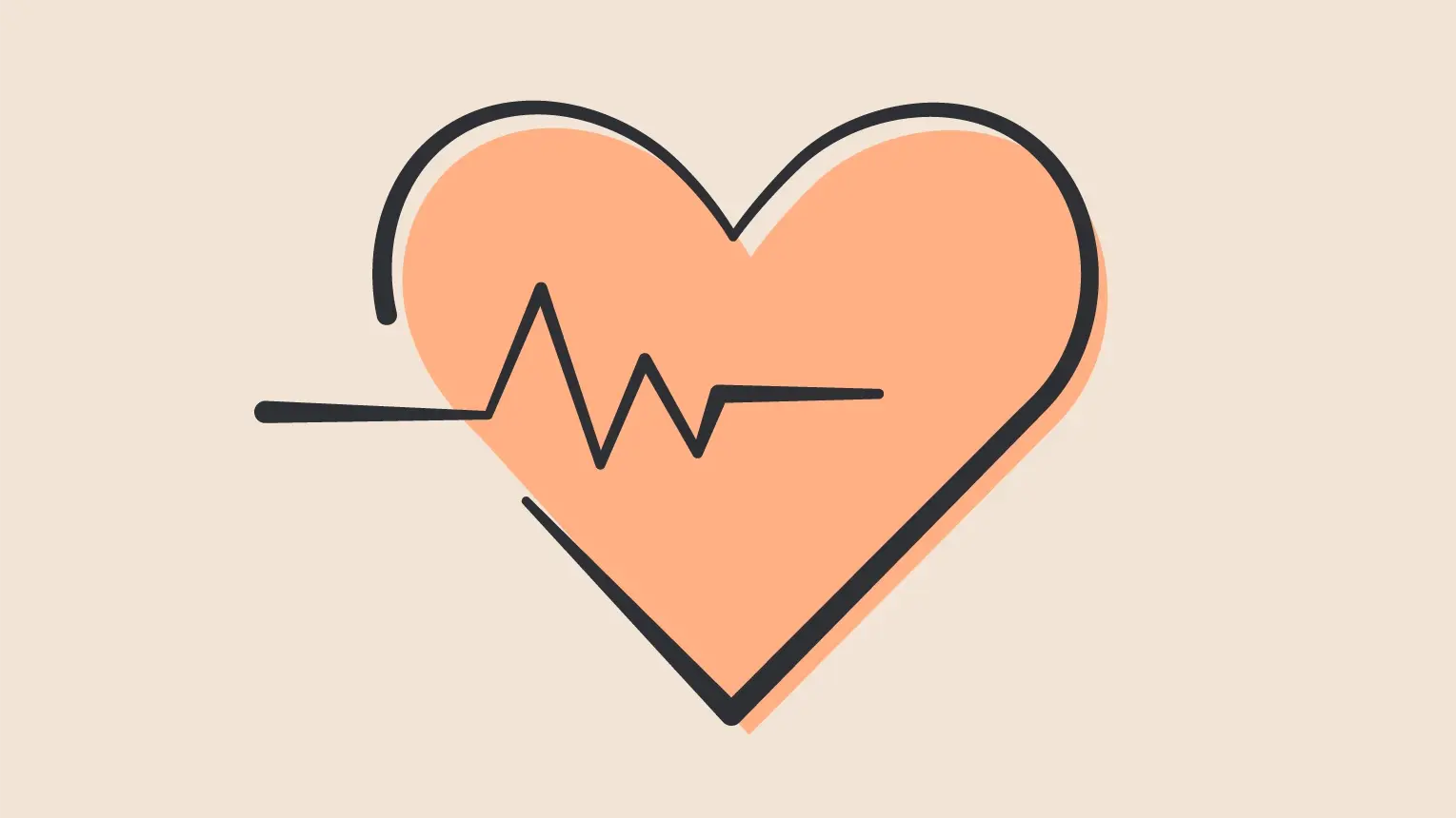 Illustration von einem Herz mit einer Pulslinie.