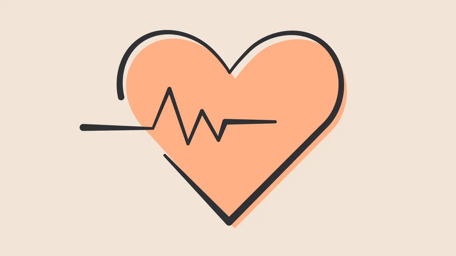 Finanzierung von Gesundheit und Pflege Illustration von einem Herz mit einer Pulslinie.