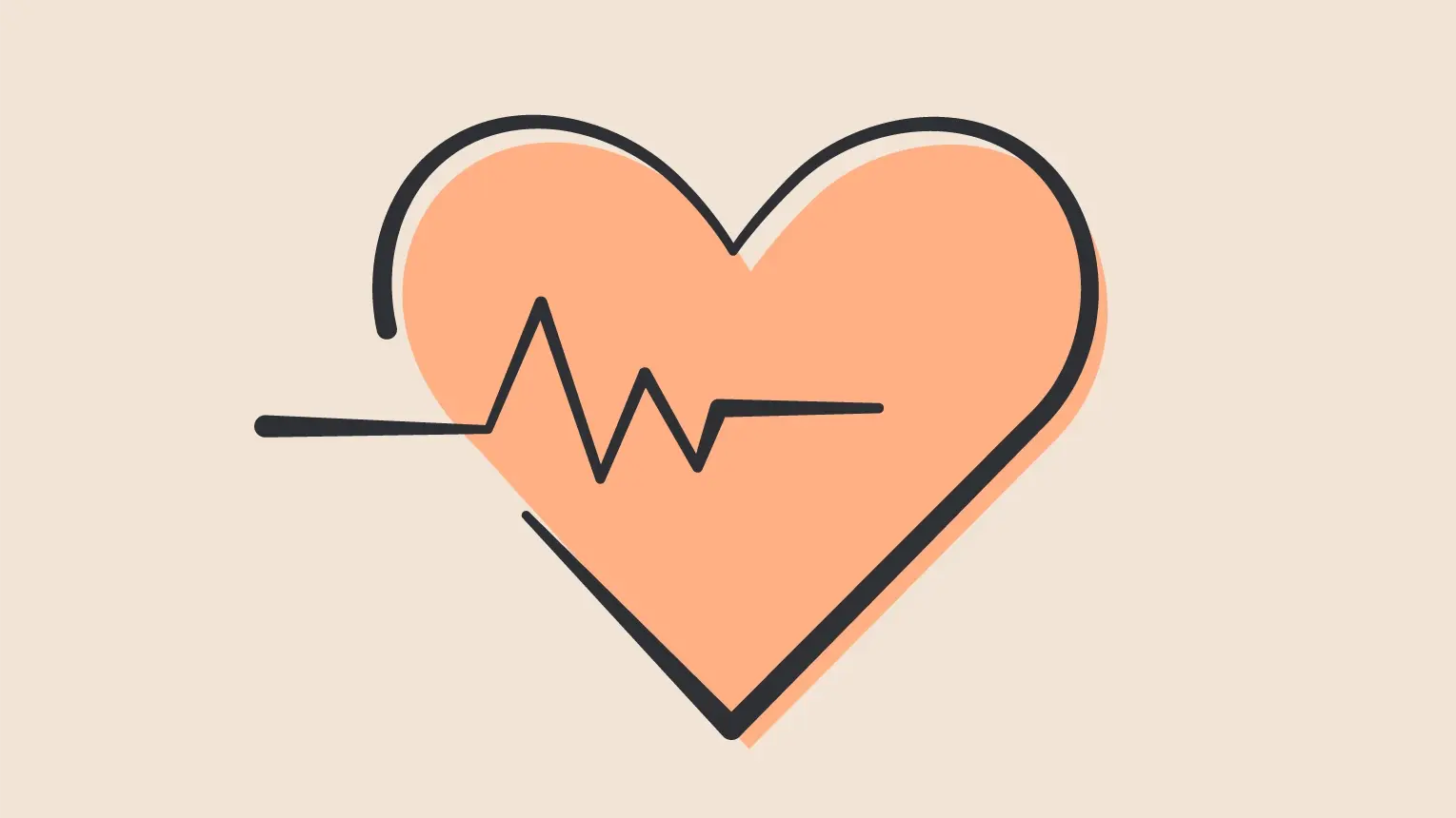 Illustration von einem Herz mit einer Pulslinie.