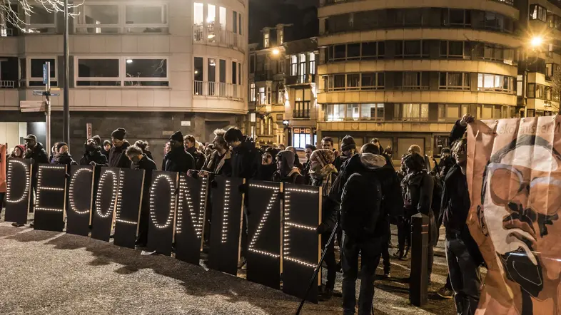 Demonstranten in Belgien