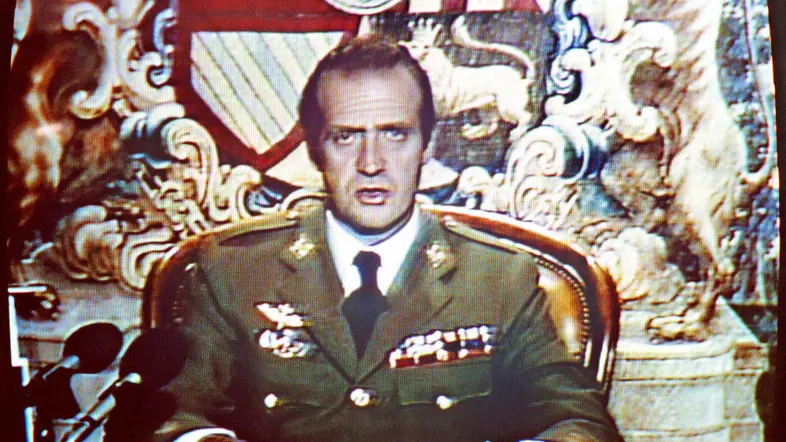 König Juan Carlos I. bei einer Fernsehansprache im Jahr 1981.