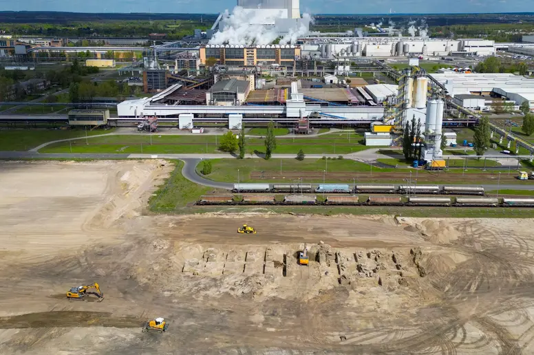 Blick auf die Baustelle für das Projekt eines H2-ready Gaskraftwerkes