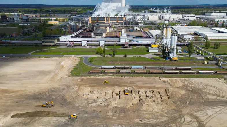 Blick auf die Baustelle für das Projekt eines H2-ready Gaskraftwerkes