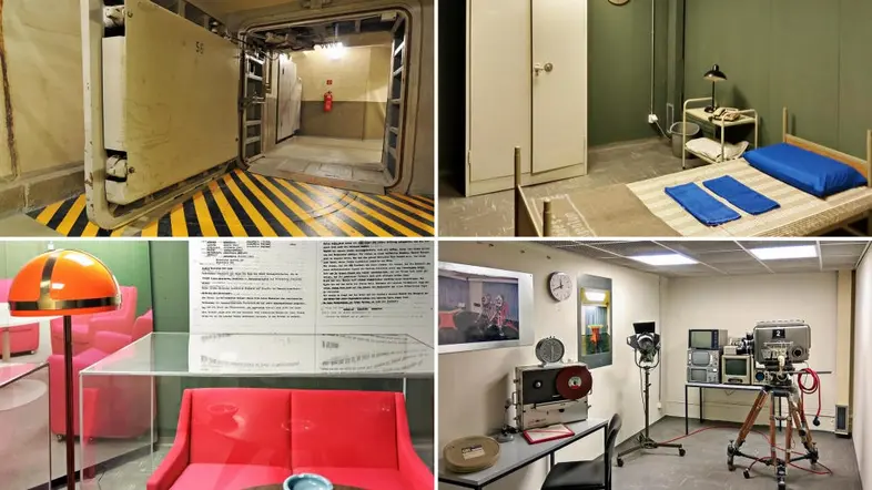 Eine Collage vom Inneren des Regierungsbunker in Bad Neuenahr-Ahrweiler