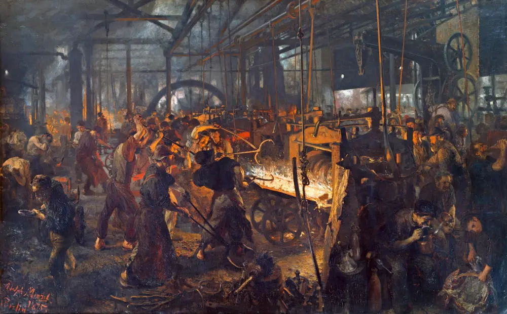 Ölgemälde "Das Eisenwalzwerk" von Adolph von Menzel