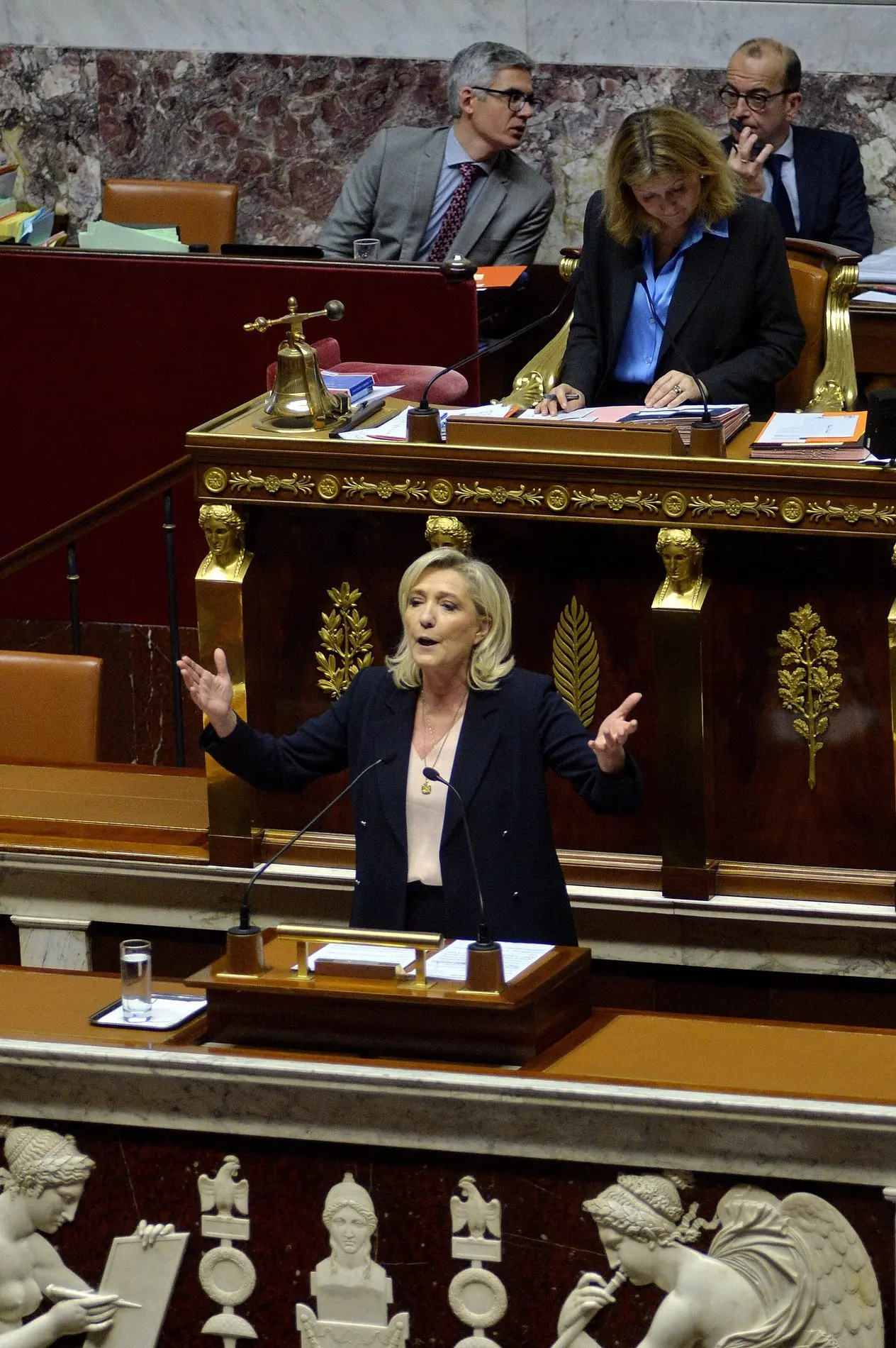 Marine Le Pen am Rednerpult im Parlament