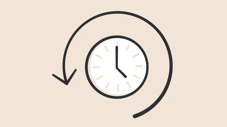 Ein Abbild einer rückwärtslaufenden Uhr