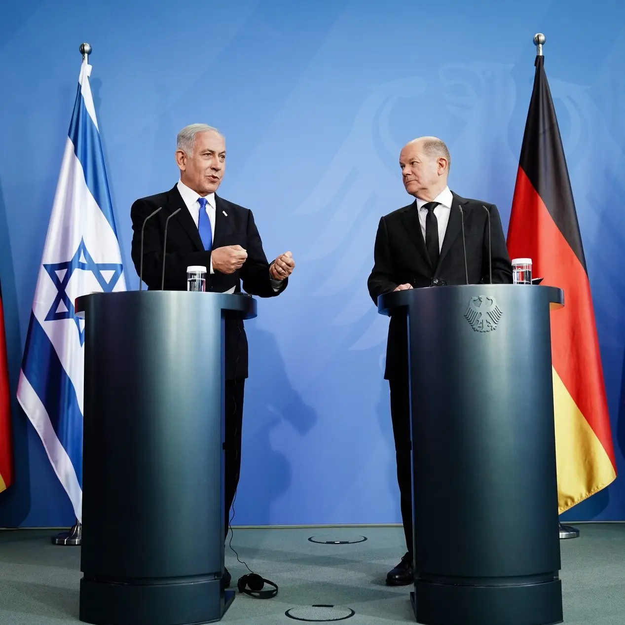 Israels Premier Benjamin Netanjahu und Bundeskanzler Olaf Scholz in Berlin