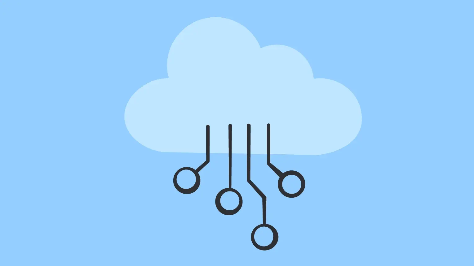 Digitalisierung Illustration einer Wolke mit Computerplatine.