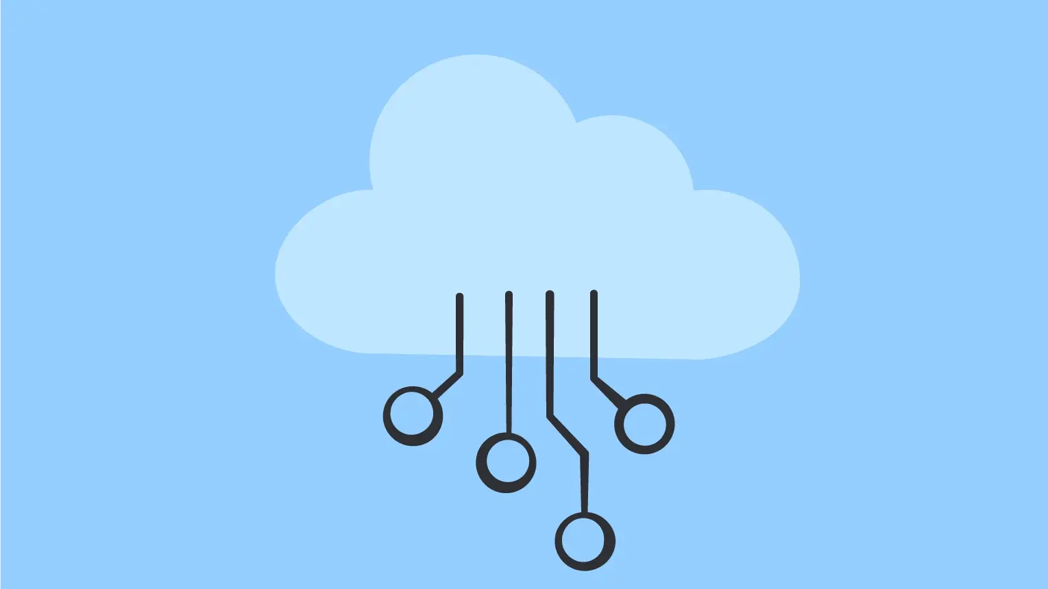 Digitalisierung Illustration einer Wolke mit Computerplatine.