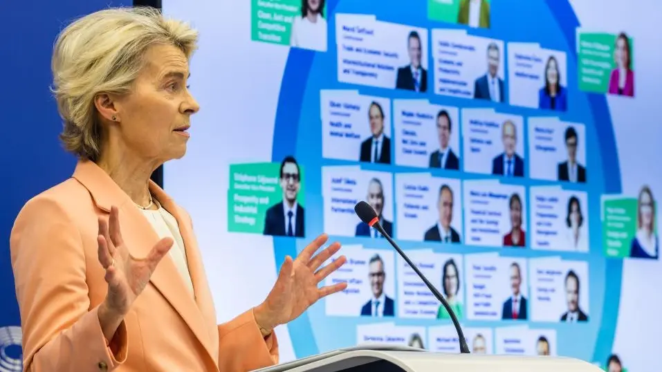 Präsidentin der Europäischen Kommission: Ursula von der Leyen (CDU) Ursula von der Leyen stellt während einer Pressekonferenz Medienvertretern ihre neue Kommission vor.