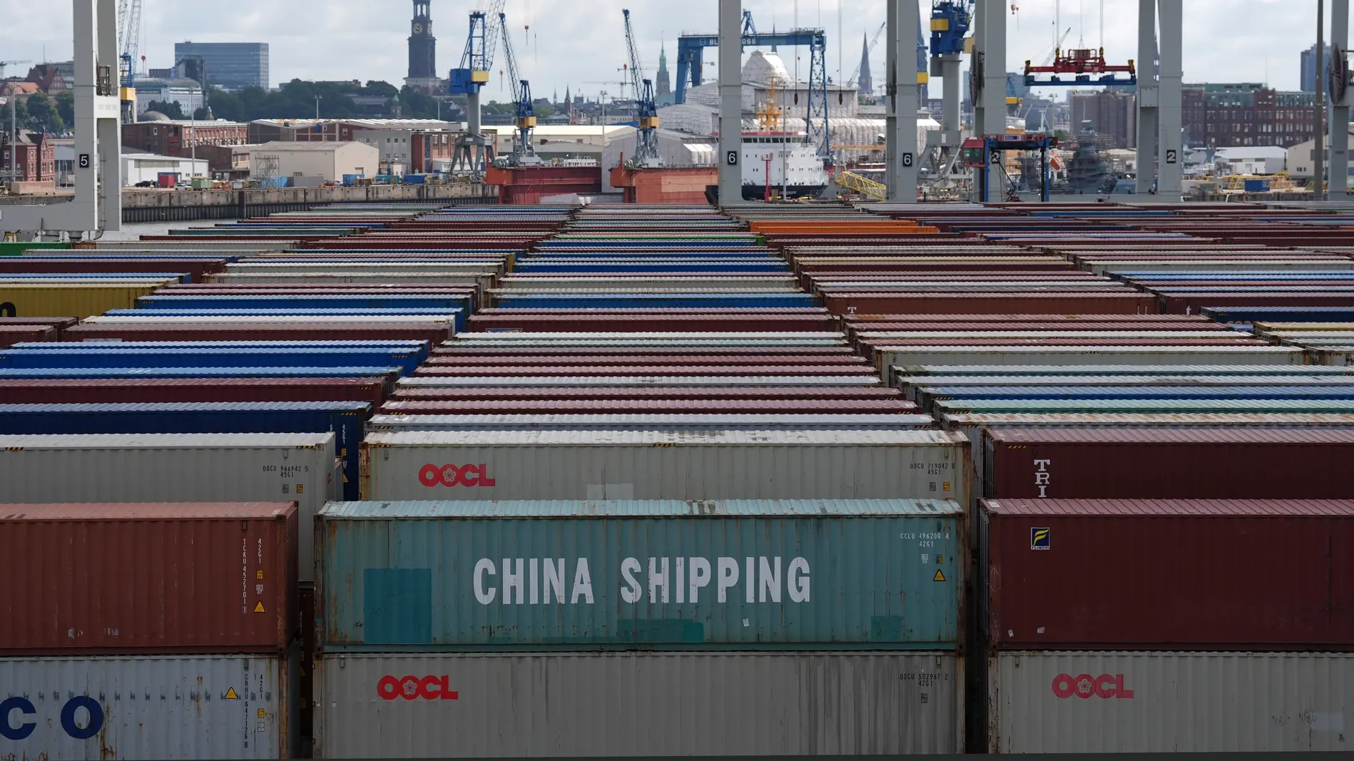Blick auf Container Terminal Tollerort im Hamburger Hafen
