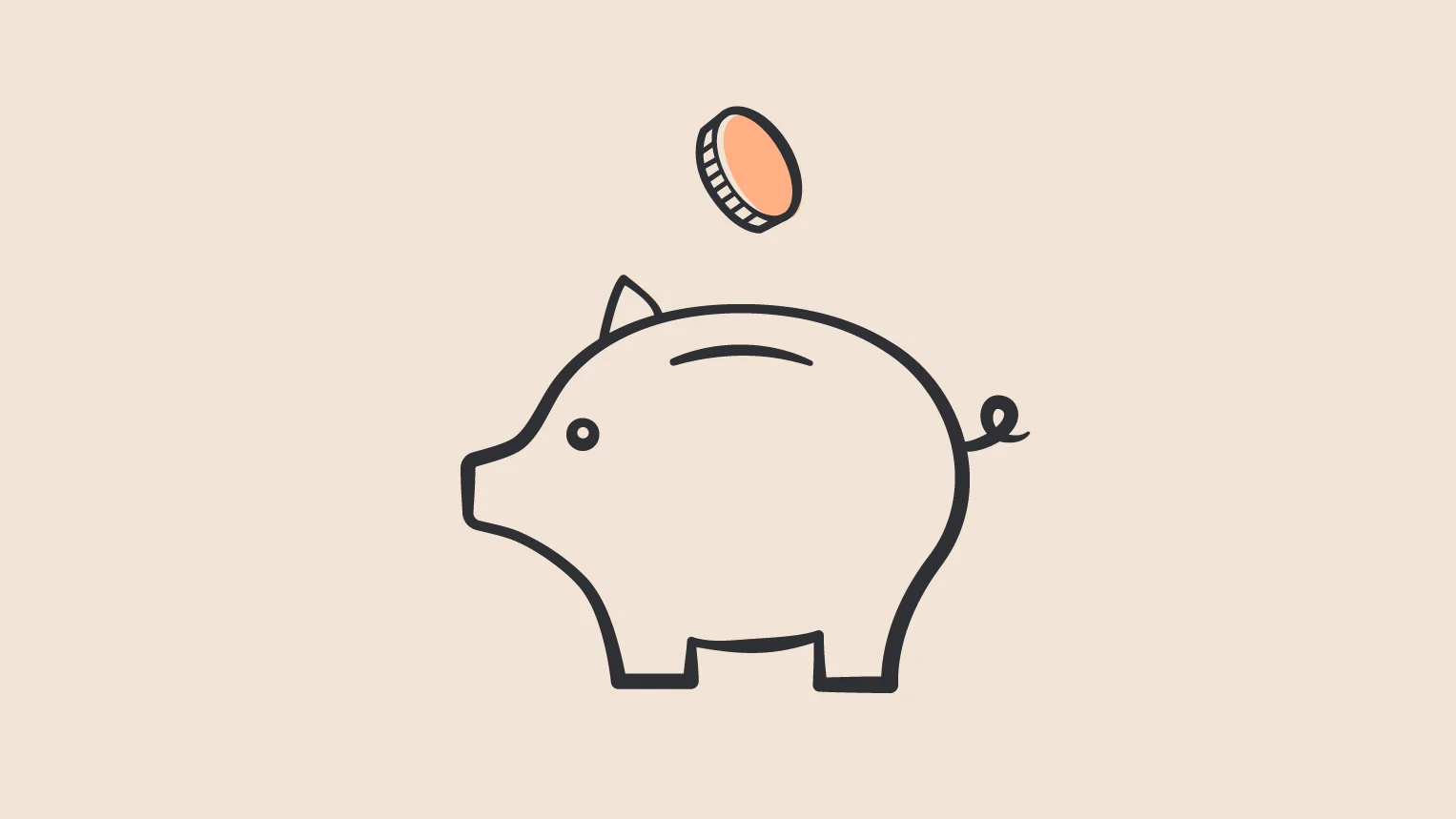 Ein Abbild eines Sparschweins und einer Münze