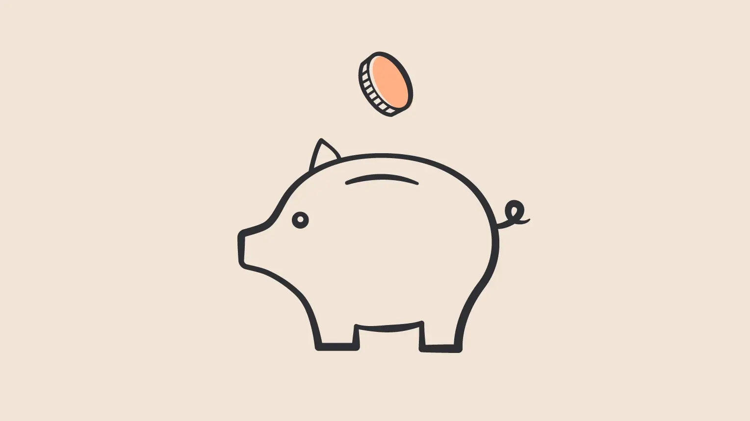 Ein Abbild eines Sparschweins und einer Münze