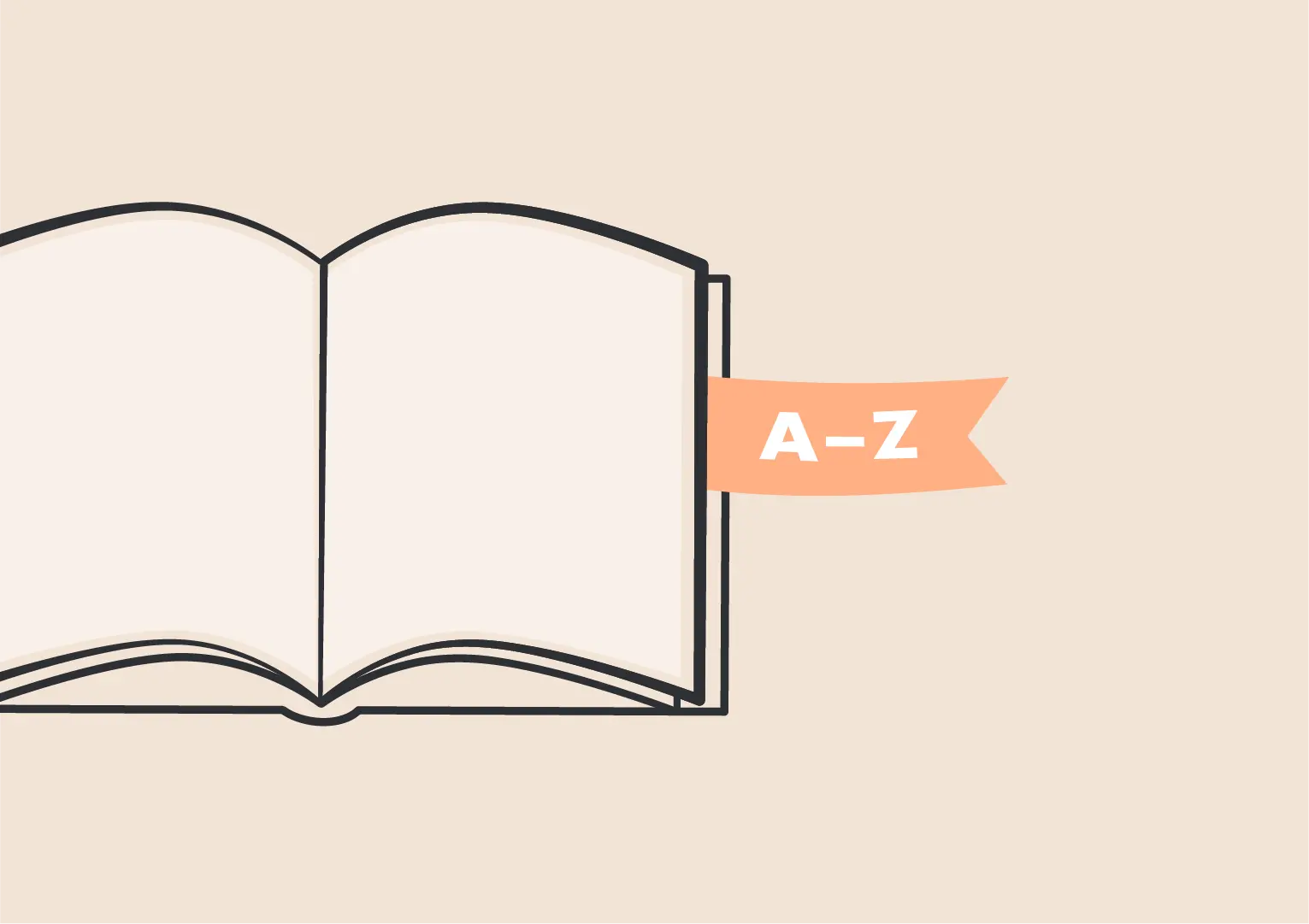 Illustration von A bis Z Ein Abbild eines Buches und der Buchstaben A bis Z