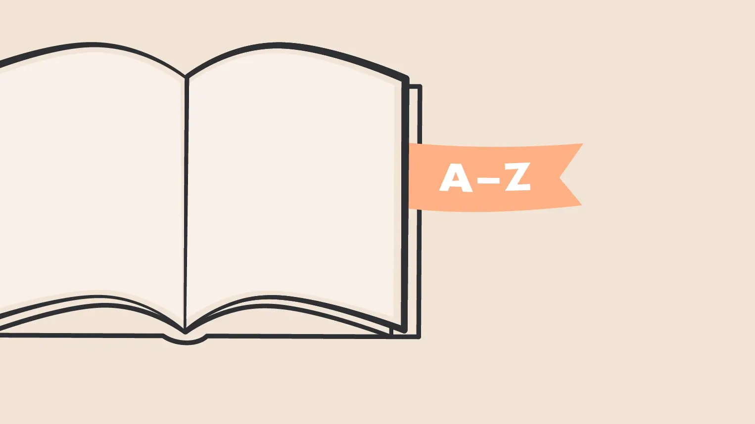 Glossar Ein Abbild eines Buches und der Buchstaben A bis Z
