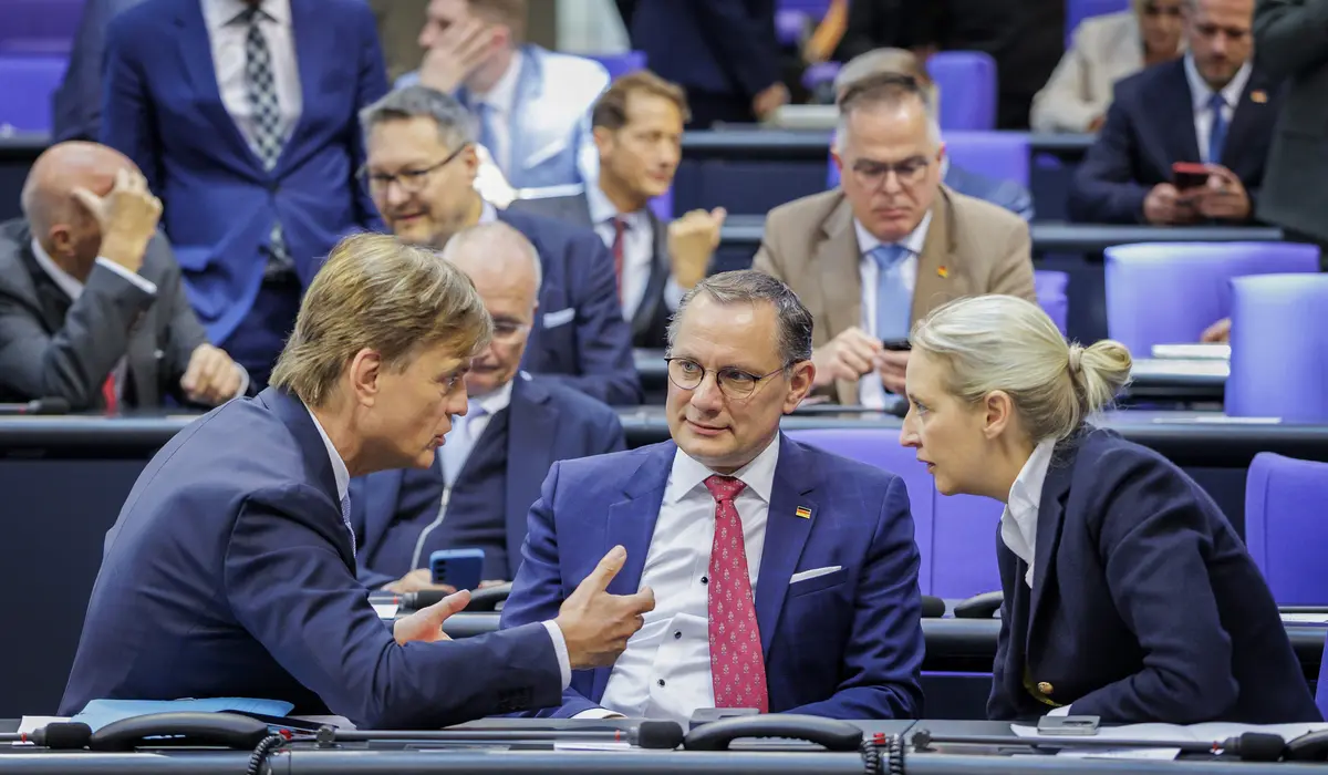 AfD-Spitze im Gespräch im Plenum