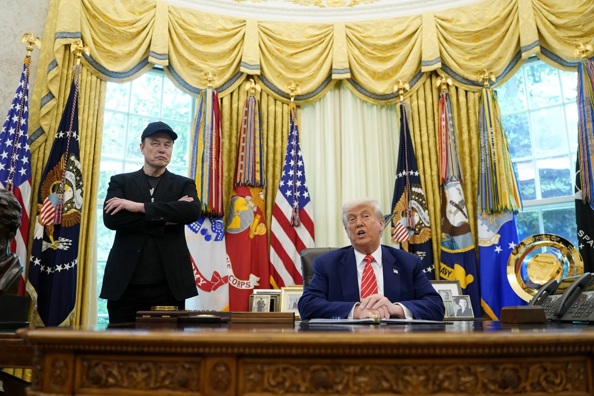 Donald Trump und Elon Musk im Weißen Haus Donald Trump und Elon Musk bei einer Pressekonferenz im Weißen Haus