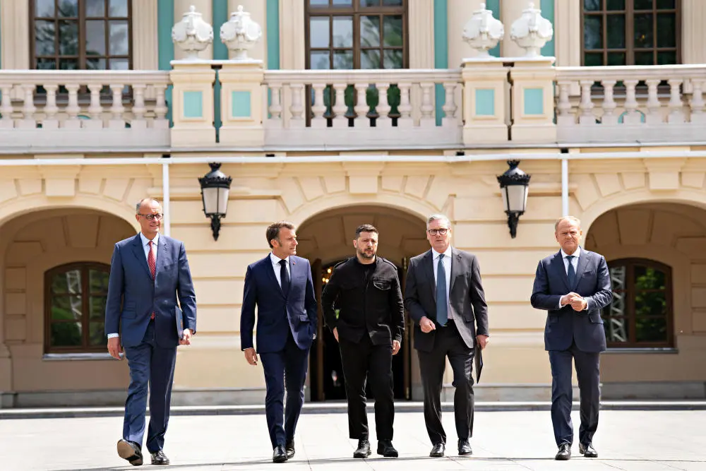 Friedrich Merz, Emmanuel Macron, Volodymyr Selensky, Keir Starmer, Donald Tusk Friedrich Merz, Emmanuel Macron, Volodymyr Selensky, Keir Starmer, Donald Tusk