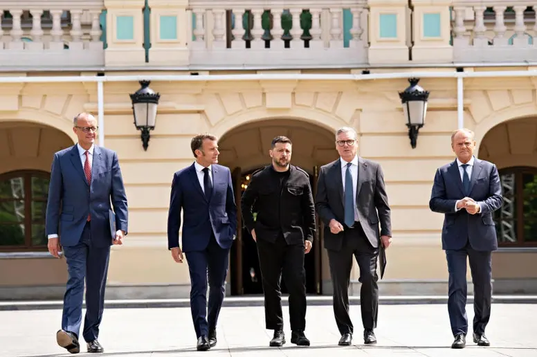 Friedrich Merz, Emmanuel Macron, Volodymyr Selensky, Keir Starmer, Donald Tusk