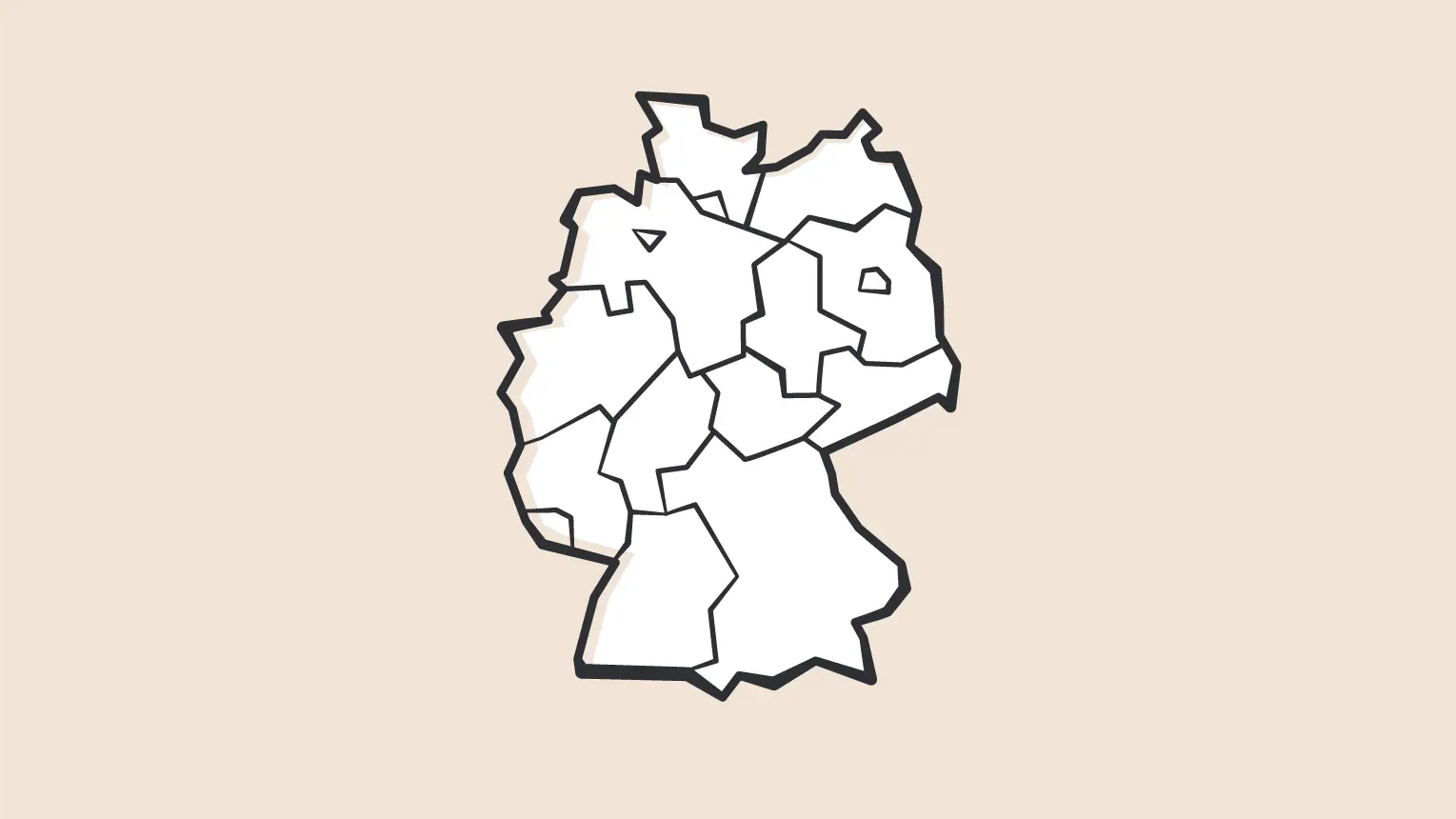Ein Abbild einer Deutschland-Karte mit Ländergrenzen.
