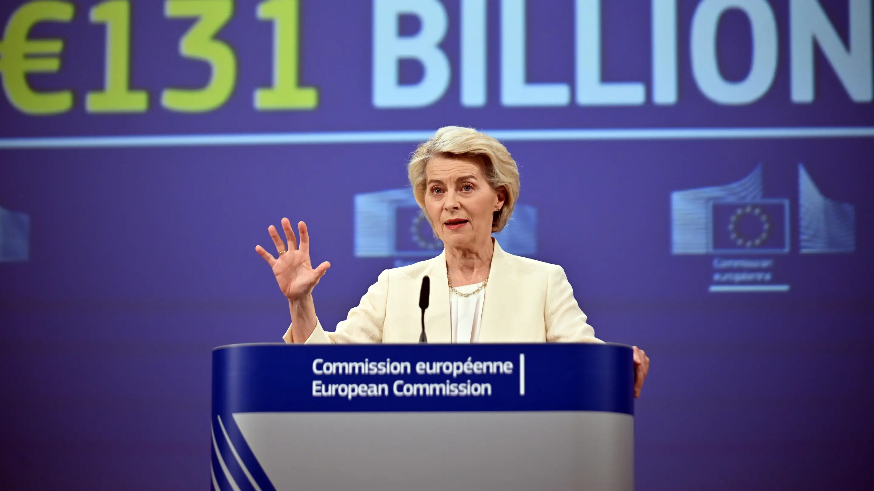Ursula von der Leyen während einer Pressekonferenz zum EU-Haushalt