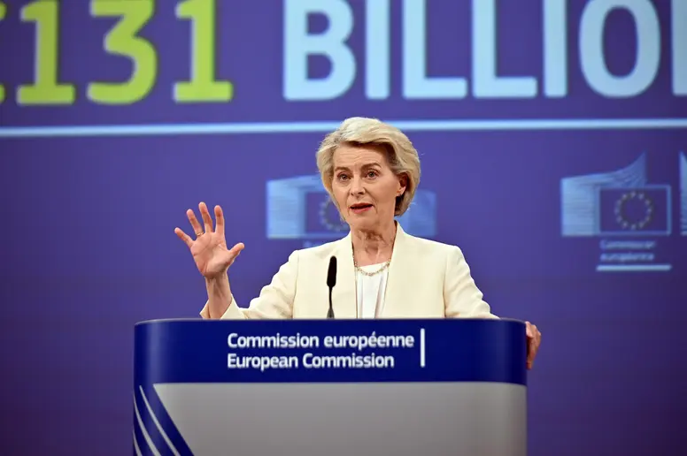 Ursula von der Leyen während einer Pressekonferenz zum EU-Haushalt