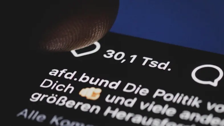Der Instagram-Account der AfD auf einem Smartphone
