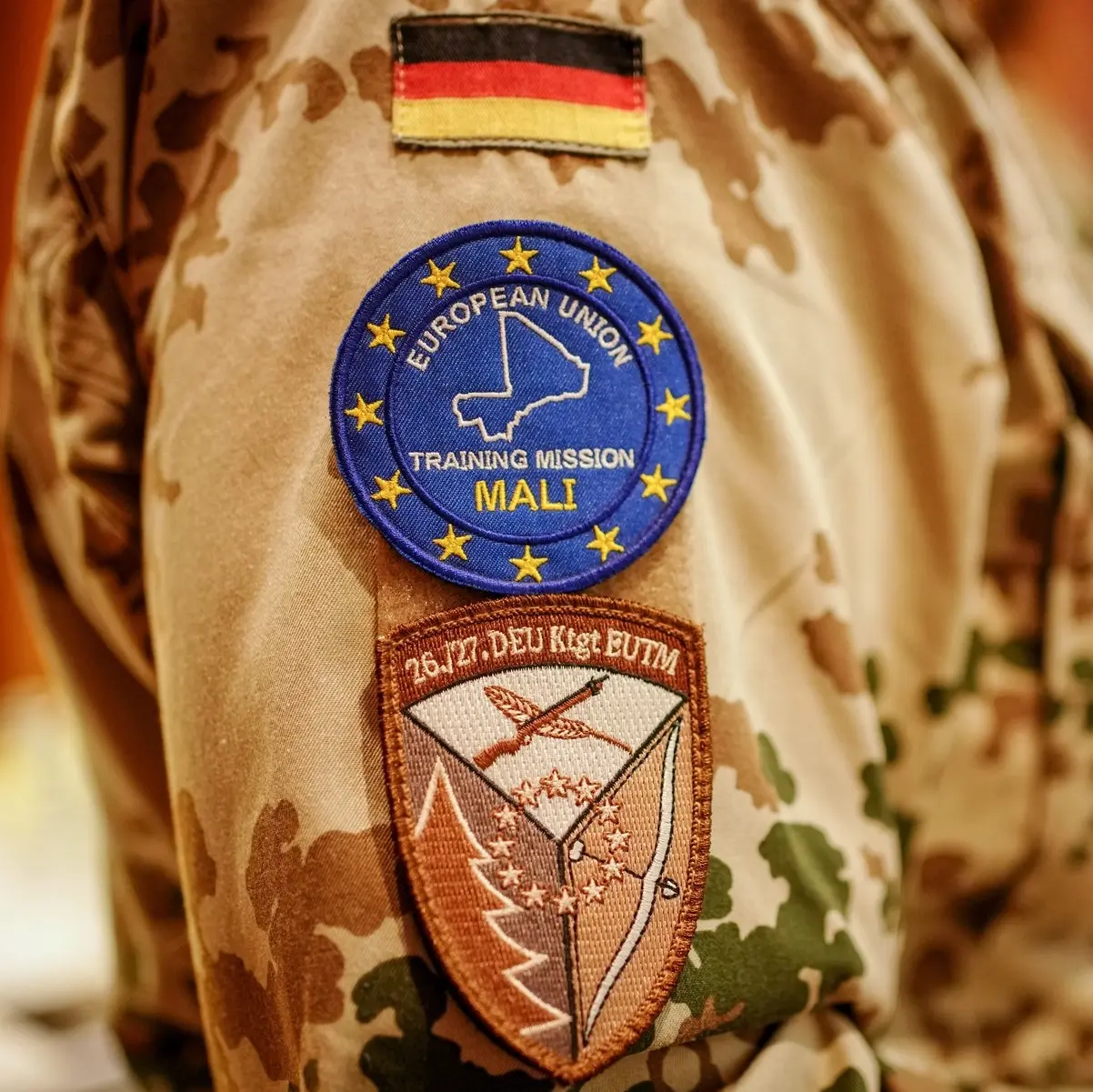 Abzeichen eines Bundeswehrsoldaten der European Union Training Mission Mali (EUTM)