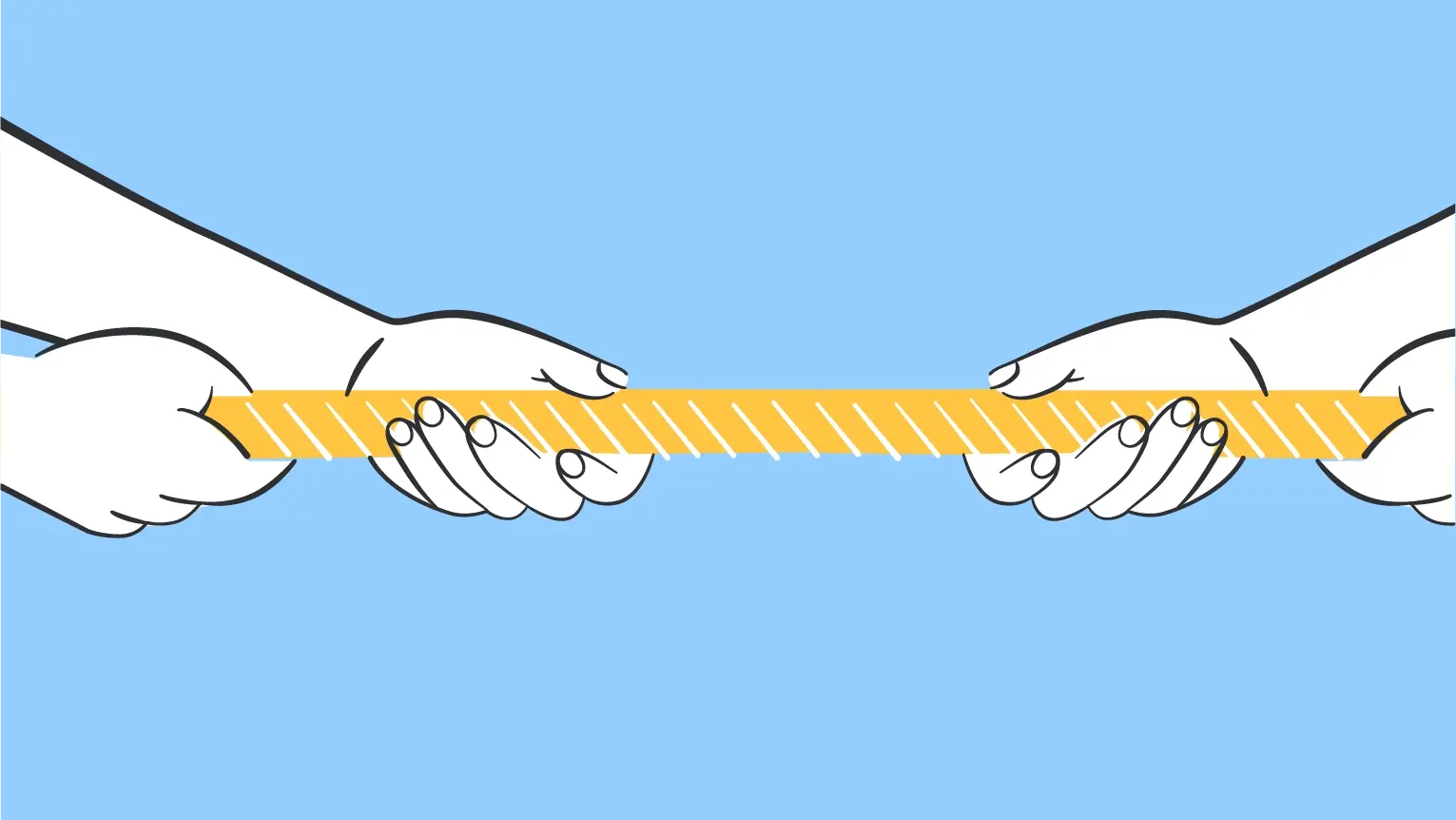 Zwei Hände ziehen an einem Seil