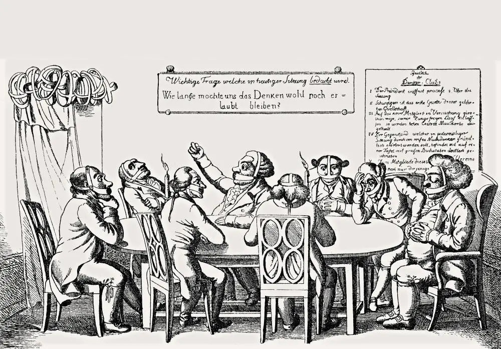 Der Club der Denker Der Club der Denker, Karikatur auf die Karlsbader Dekrete vom 20. September 1819