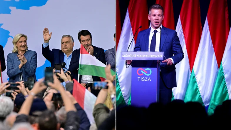 Collage von Viktor Orban und Peter Magyar