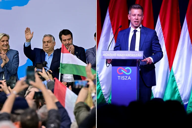 Collage von Viktor Orban und Peter Magyar