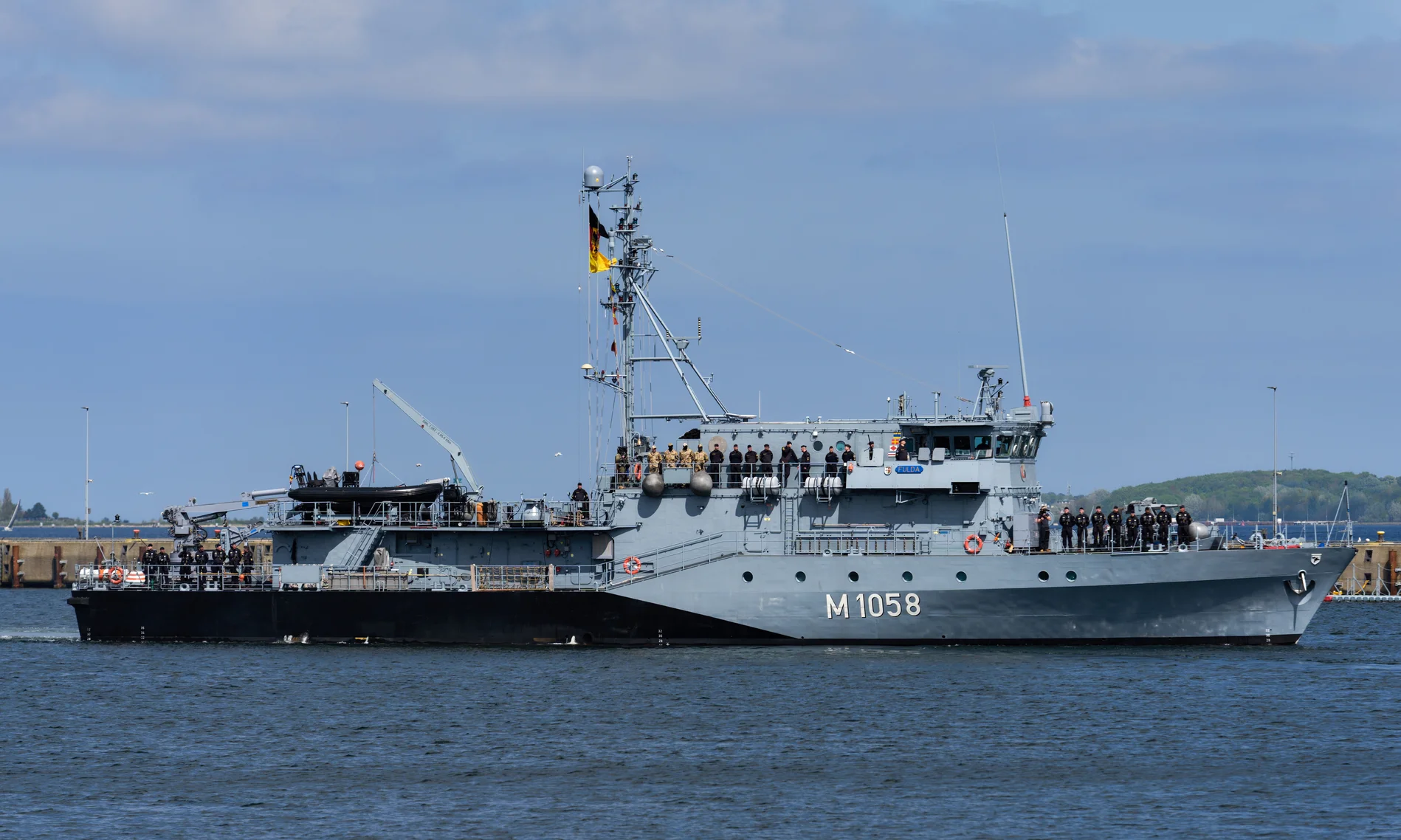 Das Minenjagdboot "Fulda".