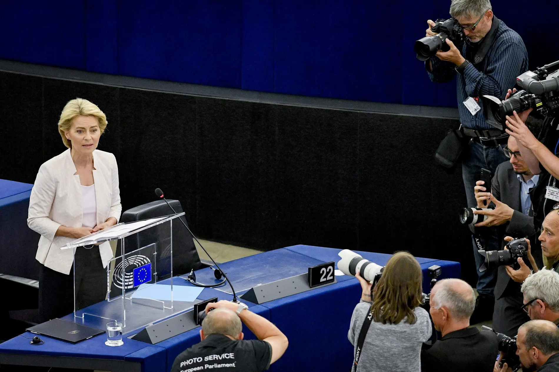 Kommissionspräsidentin Ursula von der Leyen Die neu gewählte Kommissionspräsidentin Ursula von der Leyen hält eine Ansprache.