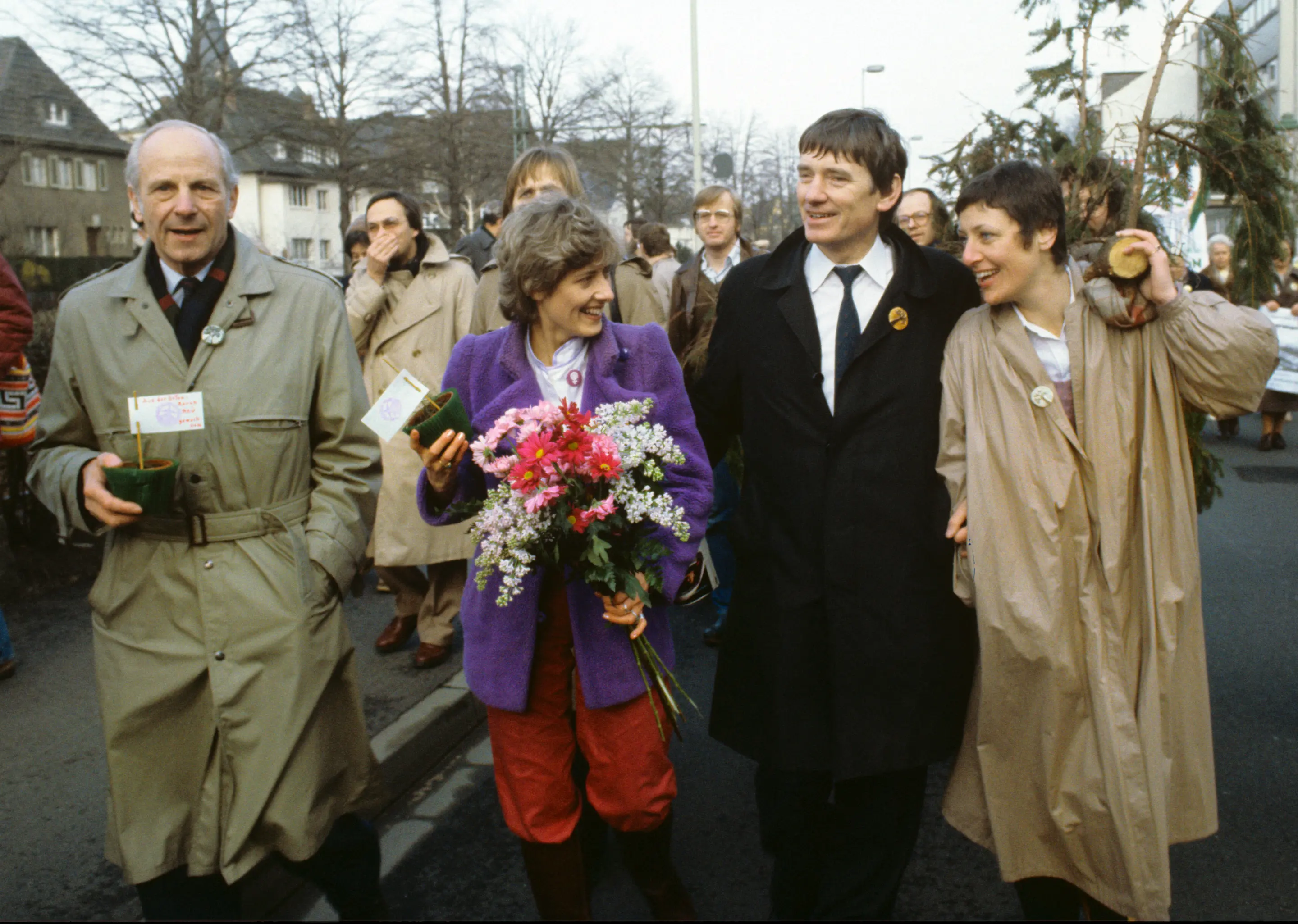 Gert Bastian, Petra Kelly, Otto Schily und Marieluise Beck-Oberdorf