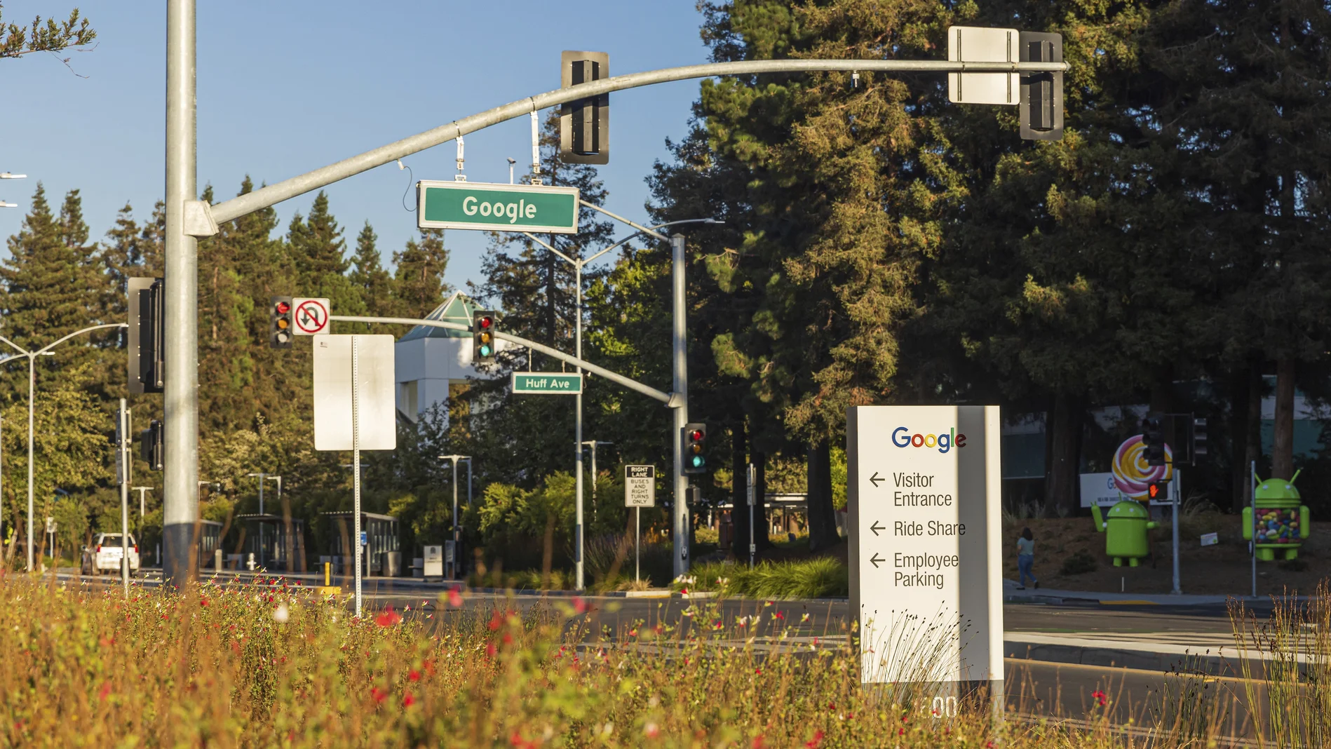 Blick auf das "Google"-Straßenschild in Kalifornien