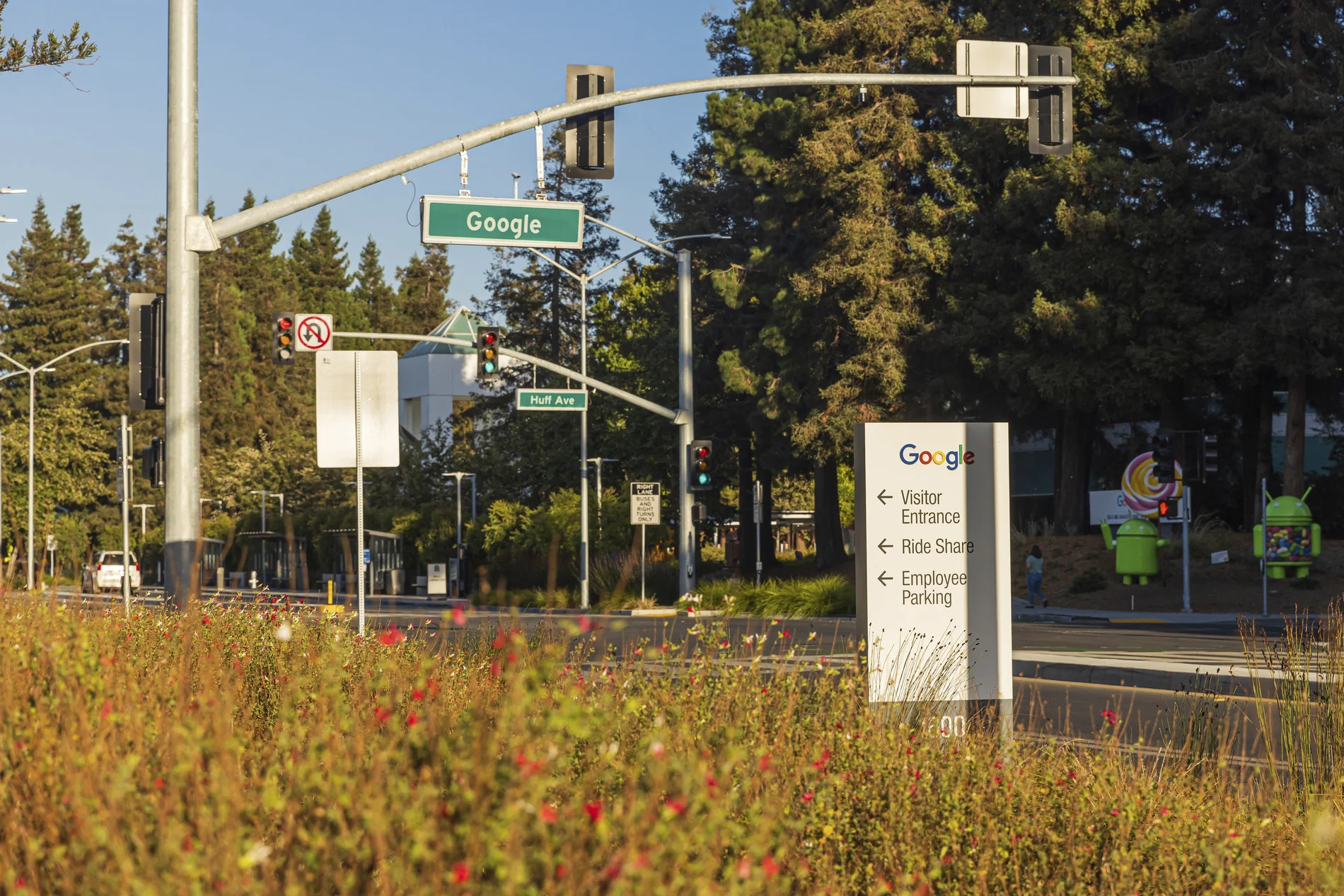 Blick auf das "Google"-Straßenschild in Kalifornien