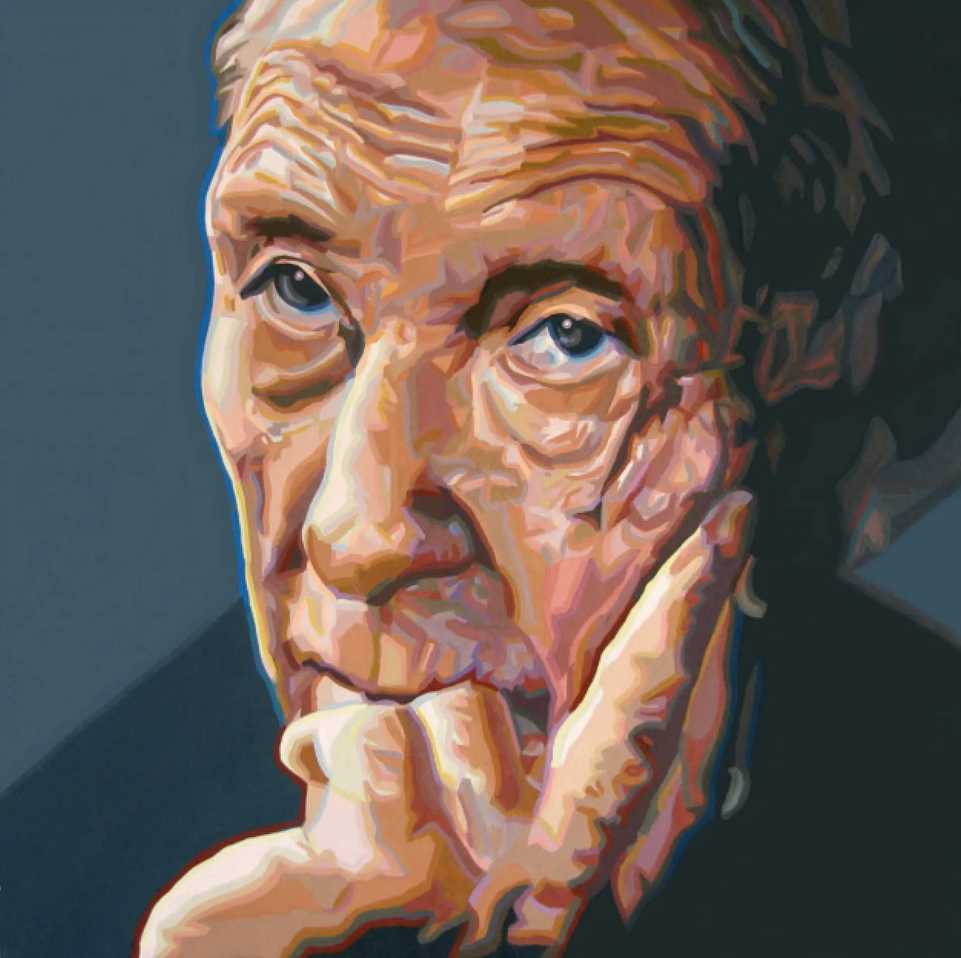 Gemaltes Porträt von Konrad Adenauer