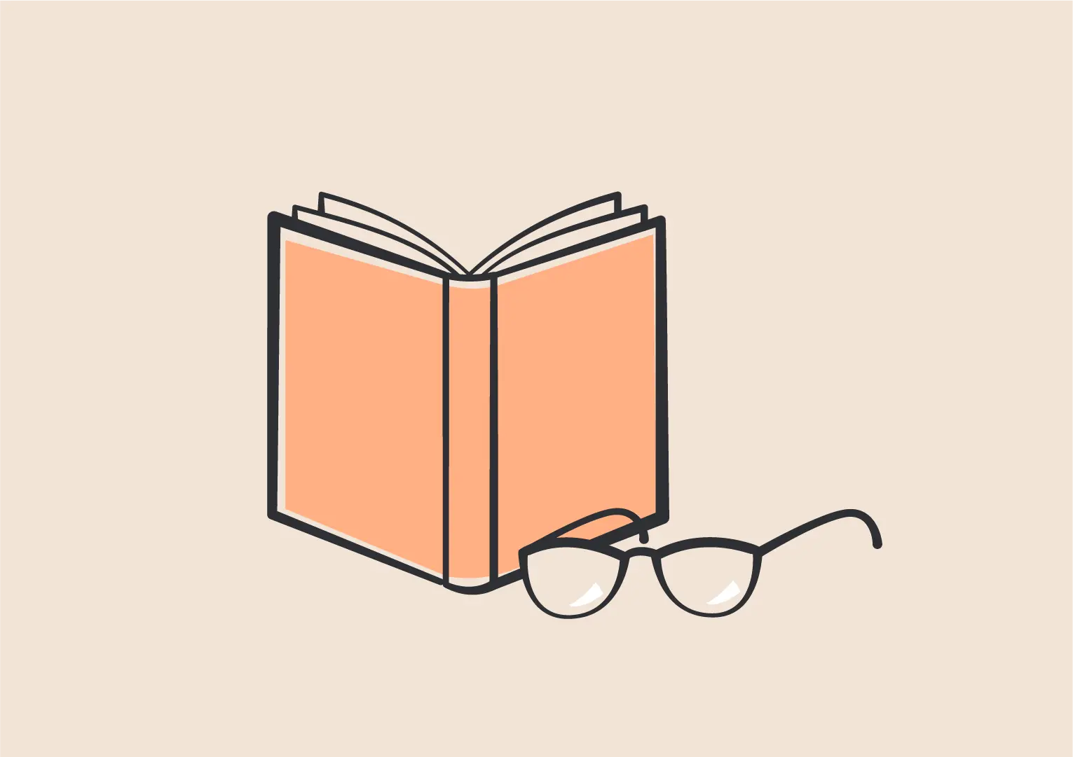 Illustration eines Buchs mit Brille